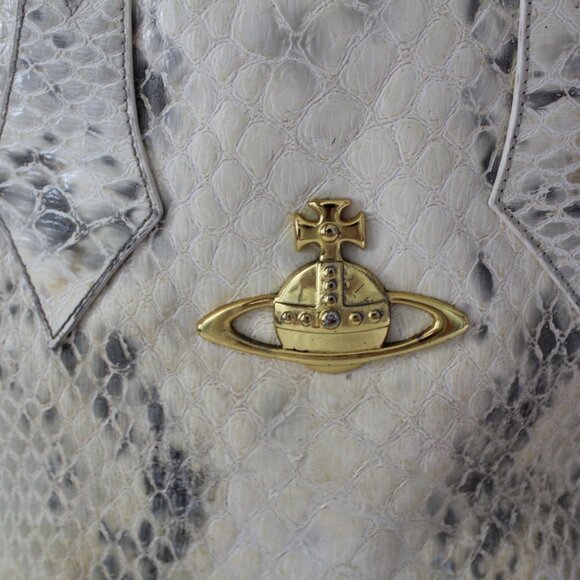 Vivienne Westwood Snake Print Leather Bowling Bag Shoulder Bag Tote Yasmine - Picture 5 of 15